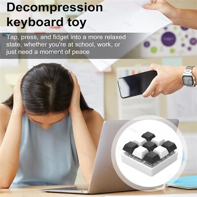 9 Keys Keyboard Key Toy Party Stress Relief DIY Fidget Butto