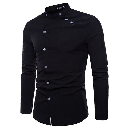 Mens fashion tailoring double placket design long sleeve sh