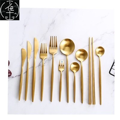 Gold Cutlery Steak Knife Fork Coffee Spoon Teaspoon Butter 1