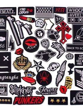 Non-ironing Black Self-adhesive Embroidered Badge Cloth Stic