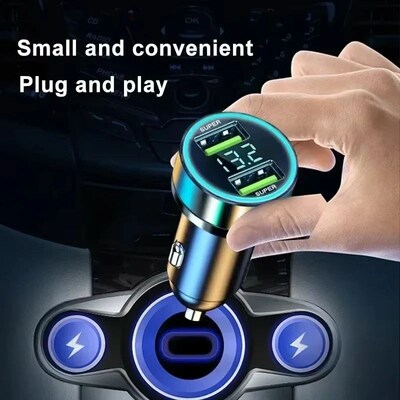 Car Charger Fast Charging 240W  2 USB Port Adapter with Digi