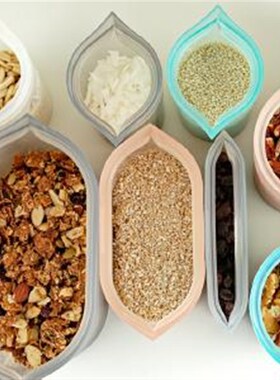 Silicone Reusable Food Storage Stand Up Bag Double Zipper