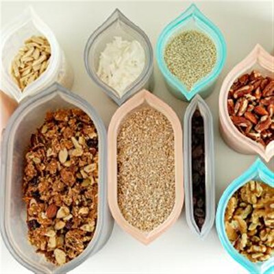 Silicone Reusable Food Storage Stand Up Bag Double Zipper