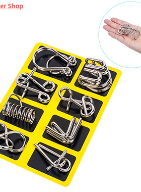 8Pcs/Set Metal Montessori Puzzle Wire IQ Mind Brain Teaser P