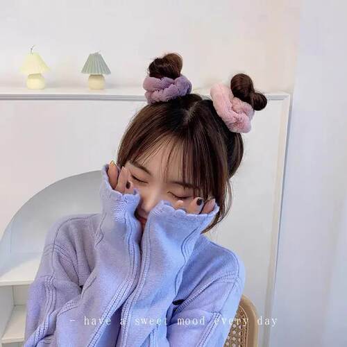 Warm Soft Hair Scrunchies Furry Elastic Hair Band Women Girl