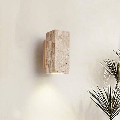 Japan Wabi Sabi Yellow Marble Wall Lamp Bedroom Living Dinin