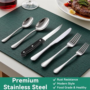 Stainless Steel Silverware Set Steak Knives Kitchen Utensils