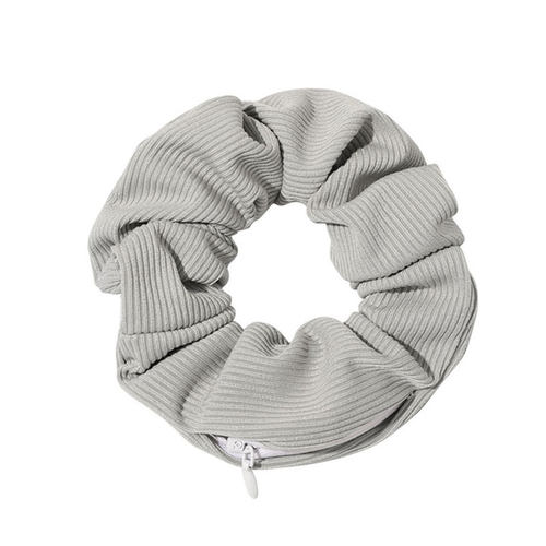 New Solid Color Novelty  Designs Zipper Scrunchies Women Cre