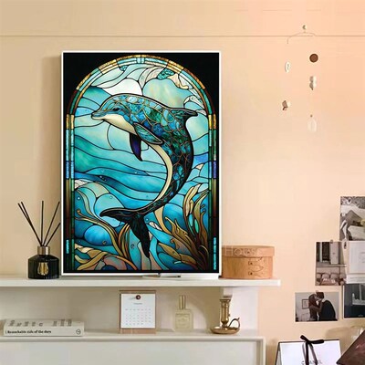 Stained Glass Art 5D Diy Diamond Painting New Year 2023 Anim