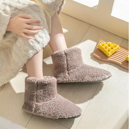 Warm Faux Fur Slippers Women Men Winter Shoes Indoor Home So