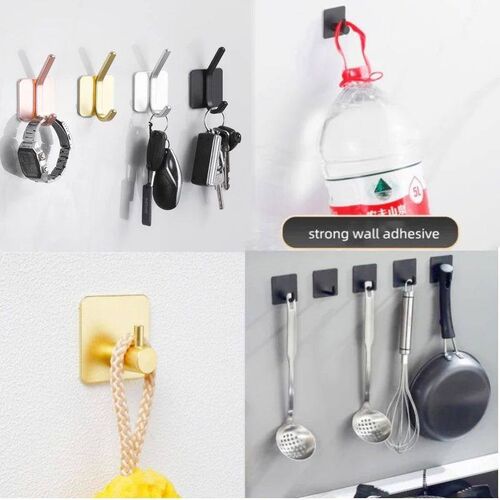 Adhesive Wall Hooks Towel Key Cloth Coat Rack Door Bathroom