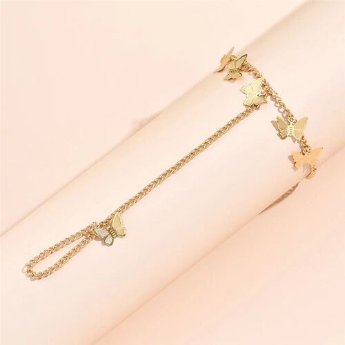 Creative Butterfly Link Chain Bracelet Connected Finger Ring