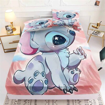 Stitch Bedding Set Printed Fitted Sheet 2/3pcs Home Decor An