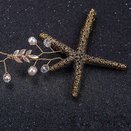 Antique  Tiara Handmade Sea Star Pearl Beaded Headband Hairb