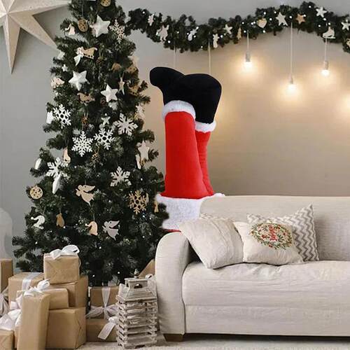 Santa Claus Legs Christmas Tree Decoration Plush Door Decor
