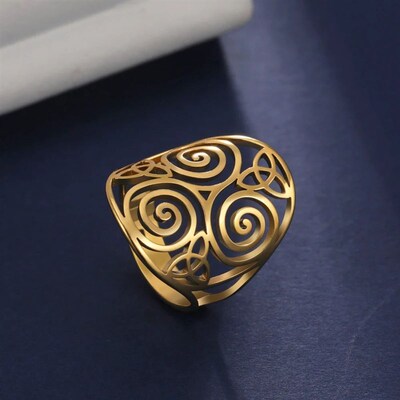 Triskel Triskelion Amulet Adjustable Rings for Men Women Cel