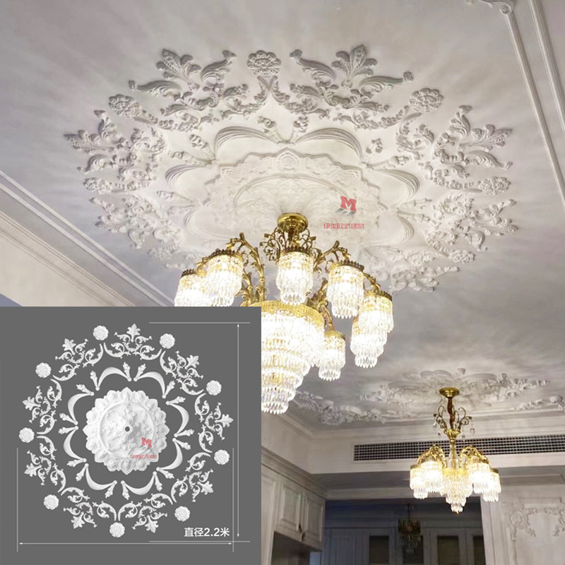 欧式PU灯盘吊顶灯池天花板造型装饰材料仿石膏线圆形雕花吊灯灯座,基础建材,相框线条,淘宝优惠券,粉丝福利购,淘宝优惠卷