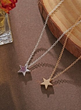 51221 Star Pendant Necklace women 五角星吊坠项链合金锁骨链女