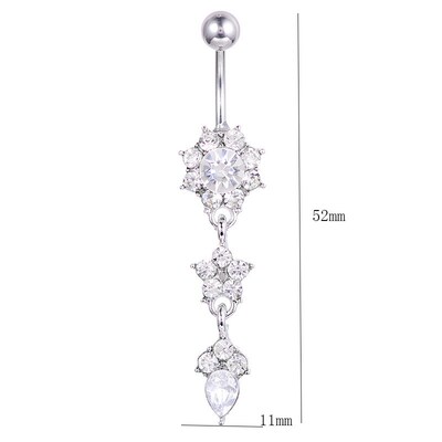 1pc New Zircon Fashion Surgical Stainless Steel Navel Pierci