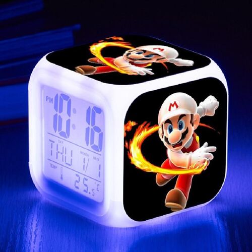 Anime Super Mario Light LED Alarm Clock Decoration Children&