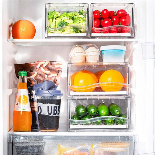 Stackable Refrigerator Organizer Bins, Reusable Food Storage