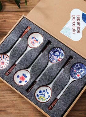 Hand-painted ceramic spoon gift box set
