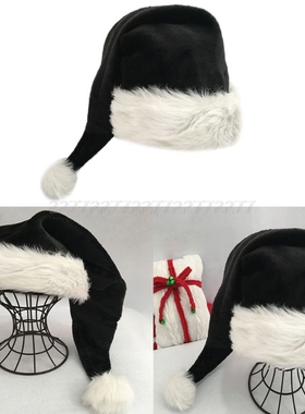 75cm Adult Black Plush Long Christmas Hat Xmas Costume