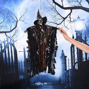 Halloween dress up as a voice activated skeleton ghost吊鬼