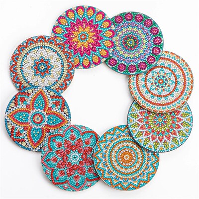 8pc/sets Mandala Diamond Painting Coasters DIY Diamo