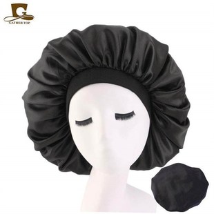 Cap Head Cover Bonnet Hat for For Curly Springy Hair Black