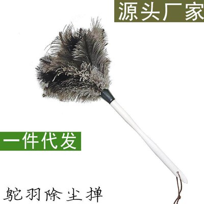 Anti-static Ostrich Feather Duster Dust Cleaning Tool Wooden