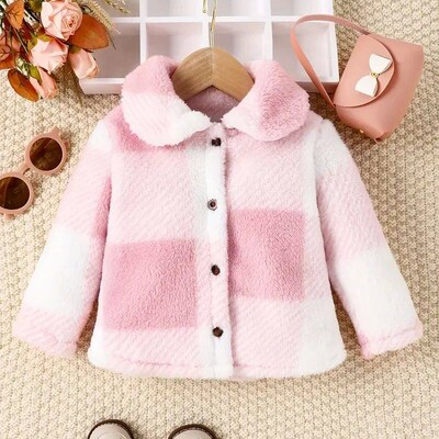 Fall  Girl Outfit Pink Arctic Fluffy Coat  Winter Casual Jac