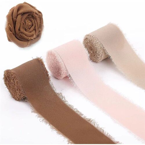 5m/Roll Frayed Silk Ribbon Edged Wrinkle Chiffon Handmade Ri
