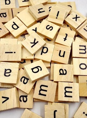 100Pcs Wooden Alphabet Scrabble Tiles Black Letters & Nu