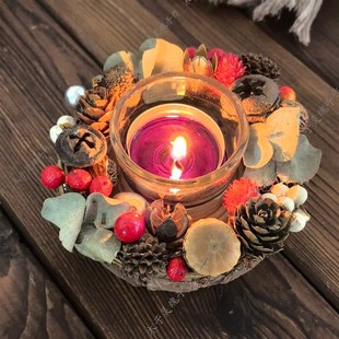 Pinecone Christmas Advent Wreath Candle Holder Gift 耶诞烛台
