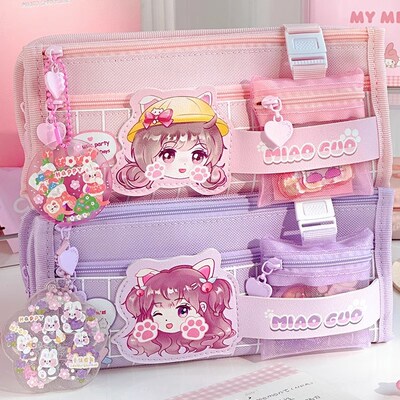 Korea Cute Pencil Cases for Girls Pencilcase Waterproof Canv