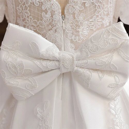 Baby Bow Birthday Princess Dress Elegant Girl Embroidery Flo