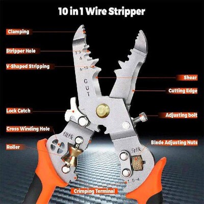 7-Inch Multi-Purpose Wire Stripper Durable High Carbon