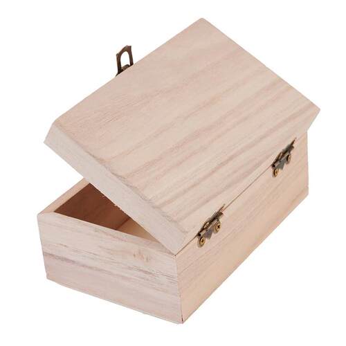 Retro Wooden Storage Box Plain Wood With Lid Multifunction H