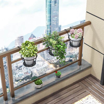 1PCS Flower Pot Stand Railing Hanging Fence Plant Stands
