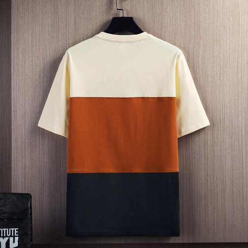 Summer New ort-sleeved T-irt Mens Color-matching tend Slim-