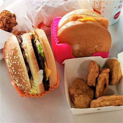 4Pcs Burger Fixed Box Silicone Retractable Food Burger Clip
