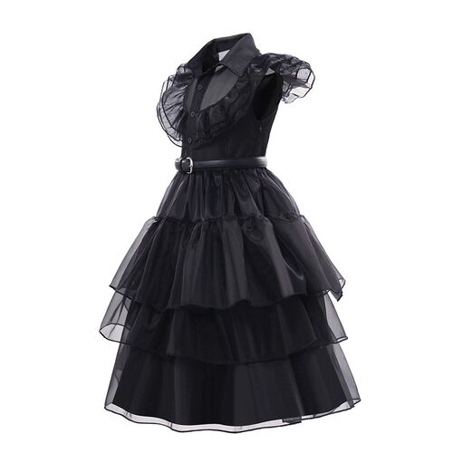 For Girl Cosplay Dress Costumes Black Gothic Wednesday Addam