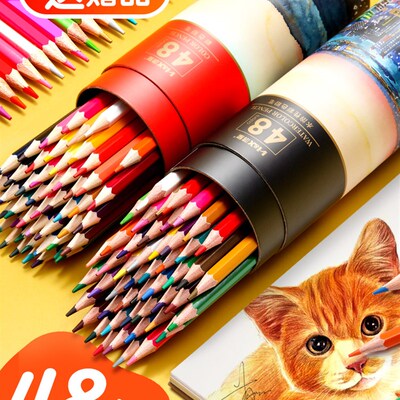 Oil colored pencil students draw 48 color pencils by hand