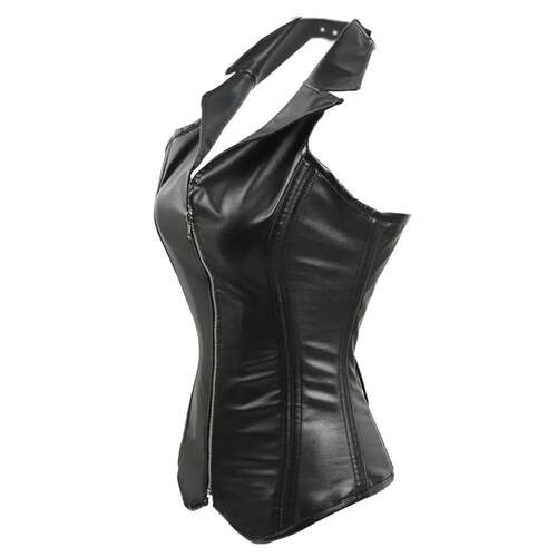 Explosion High Quality PU Leather Corset Ladies Zipper Halte