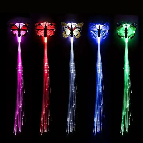 5pcs Led Glow Butterfly Hair Clips Led Light Fiber Optic