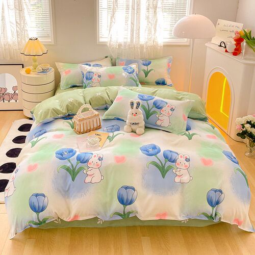 Aloe Vera Cotton 4-piece Brushed Bed Sheet And Quilt ver Fou
