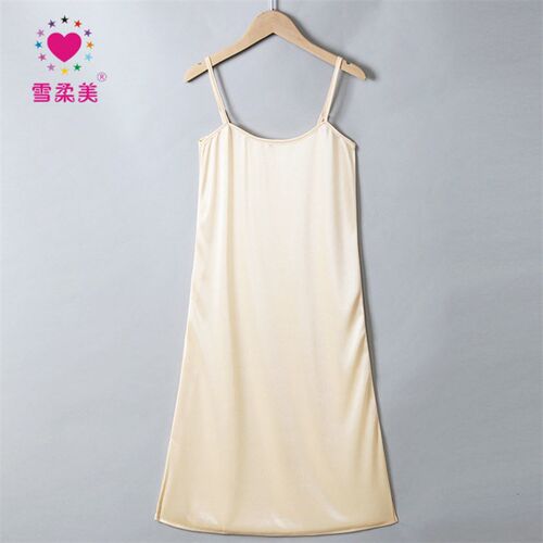 Medium and long silk base dress solid color suspender dress