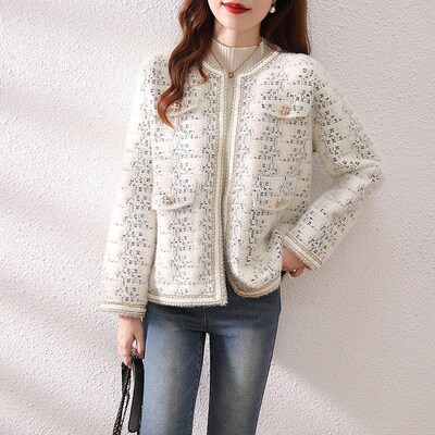 Roundnecked Mink Cashmere Sweater Coat Womens 2025 Spring Au