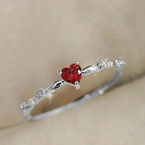 Huitan Exquisite Red Love CZ Engagement Proposal Rings for W
